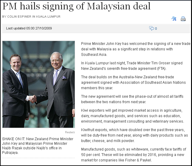 PM hails signing of Malaysian deal