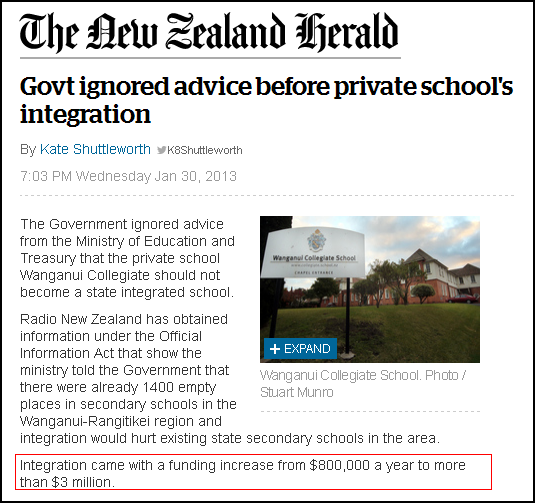Govt ignored advice before private school's integration