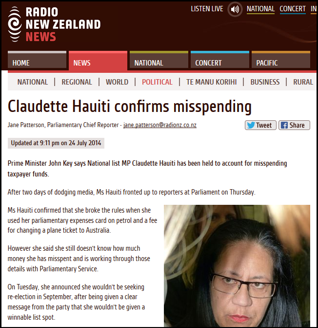 Claudette Hauiti confirms misspending