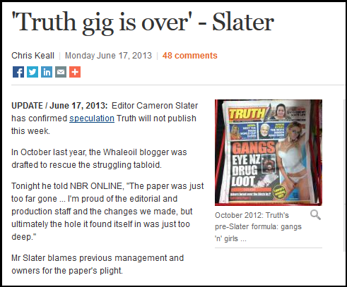 NBR - Slater - The Gig is over - the Truth closes down