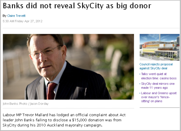 Banks did not reveal SkyCity as big donor