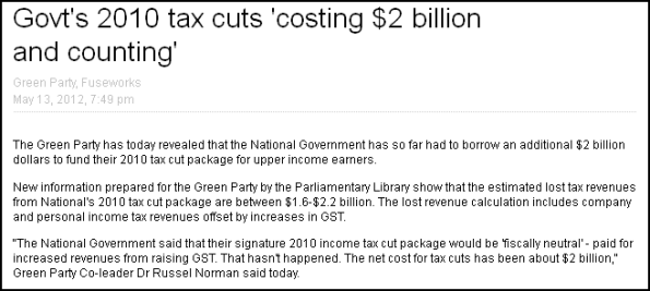 Govt's 2010 tax cuts 'costing $2 billion and counting'