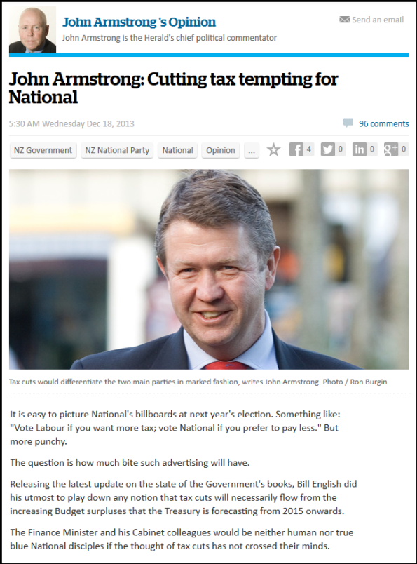 John Armstrong - Cutting tax tempting for National