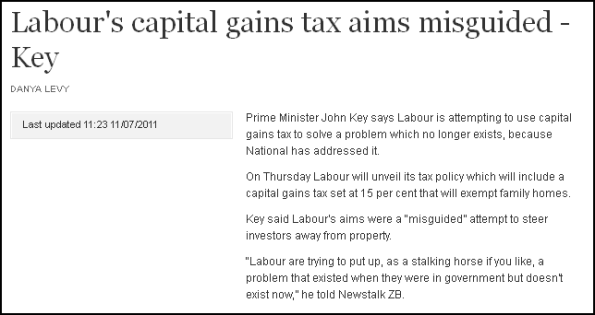 Labour's capital gains tax aims misguided - Key