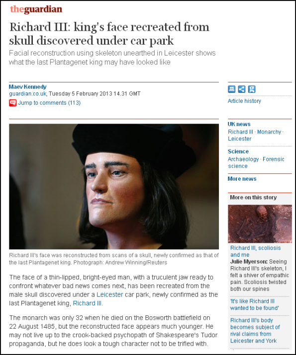 Richard III king's face recreated from skull discovered under car park