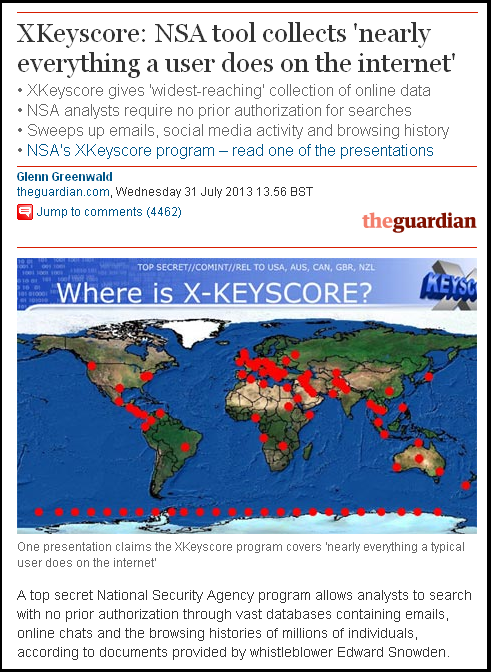 XKeyscore - NSA tool collects 'nearly everything a user does on the internet'
