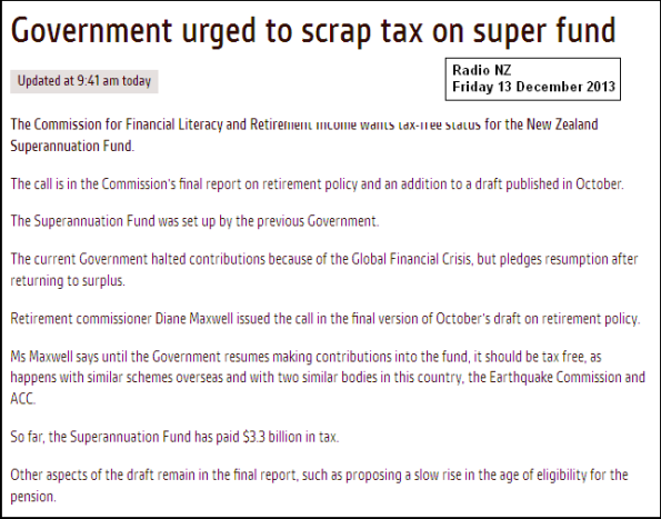 government urged to scrap tax on super fund - 13.12.13
