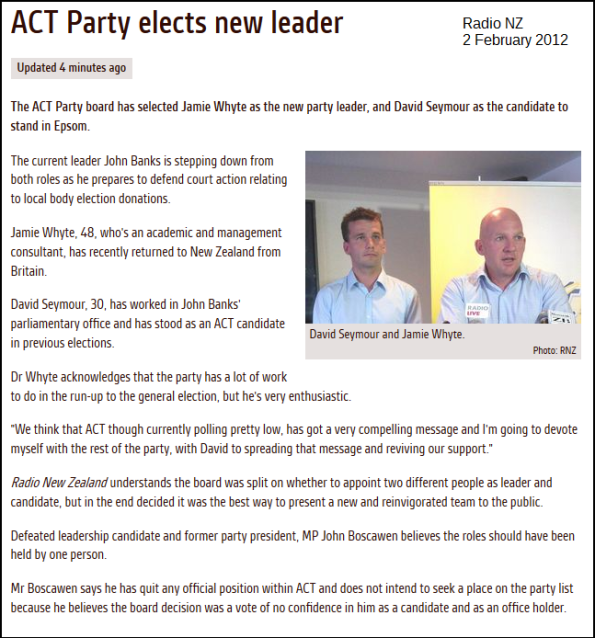 ACT Party elects new leader