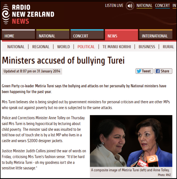 Ministers accused of bullying Turei
