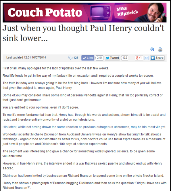 Just when you thought Paul Henry couldn't sink lower