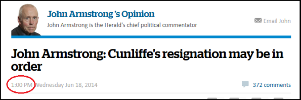 John Armstrong - Cunliffe's resignation may be in order - donghua liu affair - nz herald story header