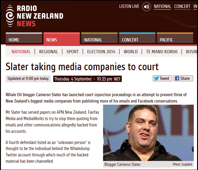 Slater taking media companies to court
