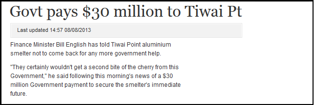 Govt pays $30 million to Tiwai Pt
