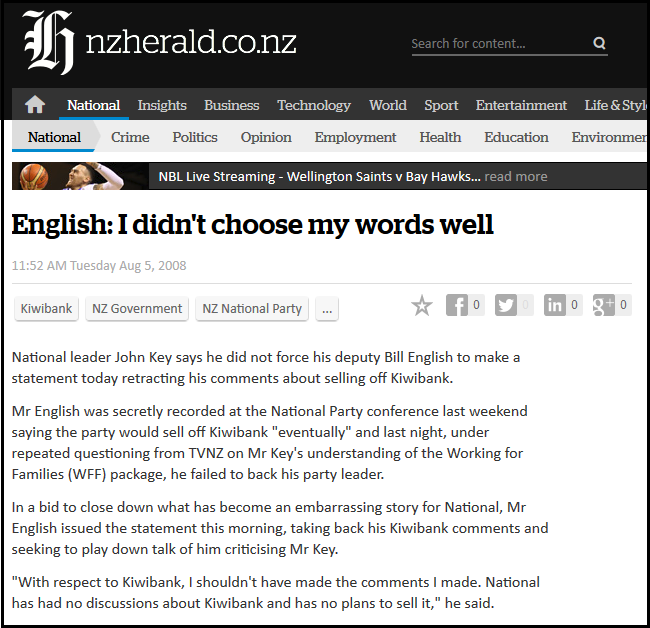 English - I didn't choose my words well - NZ Herald - Kiwibank sale
