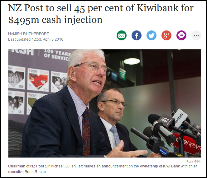 NZ Post to sell 45 per cent of Kiwibank for $495m cash injection