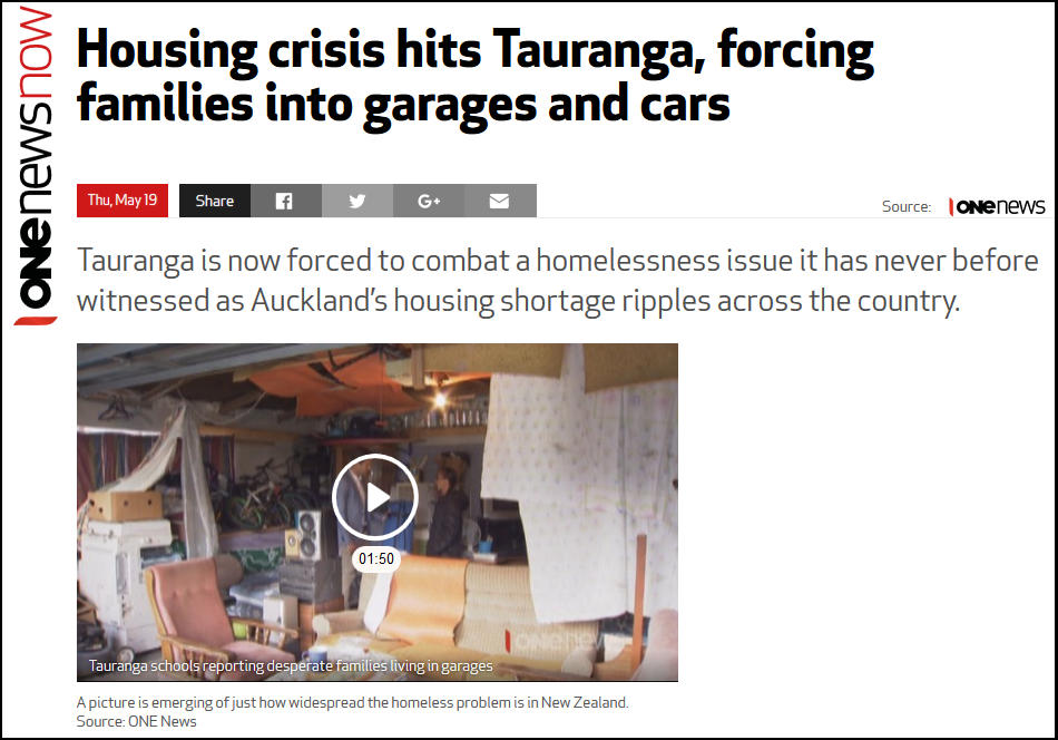 Housing crisis hits Tauranga, forcing families into garages and cars - TVNZ TV1 News