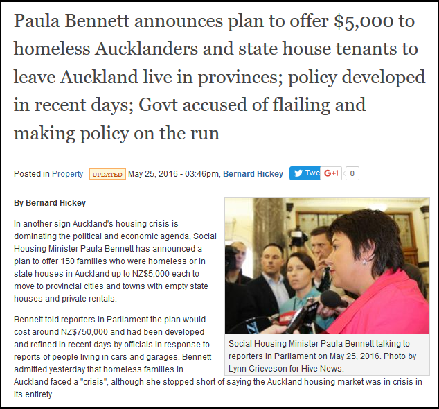 Paula Bennett announces plan to offer $5,000 to homeless Aucklanders and state house tenants to leave Auckland